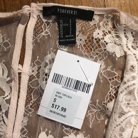 Pinkish White Lace Long Sleeve Top - Picture 3 of 3